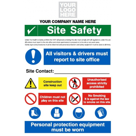 Site Safety Sign 800x1200mm Correx | Readyfix