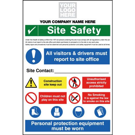 Site Safety Sign 800x1200mm Correx | Readyfix